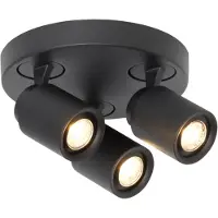 Freelight Razza takspotlight, svart, Ø 28,5 cm, 3-lys metall