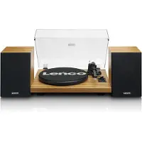 Lenco LS-500 Bluetooth Turntable with Speakers Bundle Wood