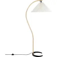 Gubi Timberline gulvlampe, treramme, hvit lerretskjerm