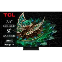 TCL 75C765 - 75 Diagonalklasse C76 Series LED-bakgrunnsbelyst LCD TV - QD-Mini LED - Smart TV - Google TV - 4K UHD (2160p) 3840 x 2160 - HDR - Quantum Dot Pro - børstet titanmetall