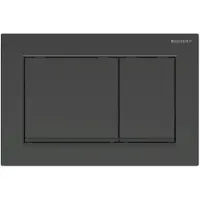 Geberit Omega30 betjeningsplate, kantet, dobbel spyling, Knapp: Blank svart, Designstriper: Matt svart