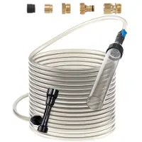 Vevor Akvariumstøvsuger for grus, 50 fot PVC-slange for fisketankstøvsuger for grus, sifonstøvsuger for fisketank, 3 typer messingadaptere, for rengjøring av fisketank, grus og sand