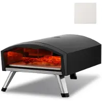 Vevor utendørs pizzaovn, 12" gassfyrt pizzabaker, bærbar utendørs pizzagrill med fortykket kordieritt-pizzastein, vanntett trekk, jernspraygassovn med sammenleggbart ben for camping og hage
