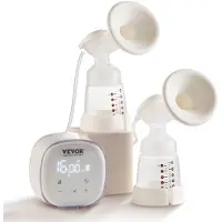 Vevor brystpumpe, doble elektriske brystpumper, 4 moduser og 16 nivåer, 300 mmHg sterk sugeevne, 2800 mAH oppladbar anti-tilbakestrømningspumpe med LED-skjerm, 18/21 mm innsatser, 24/28 mm flenser