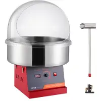 Vevor elektrisk sukkerspinnsmaskin, 1000W sukkerspinnsmaskin, kommersiell sukkerspinnsmaskin med lokk, skål i rustfritt stål og sukkerskje, perfekt for barnebursdager, familiefester (rød)