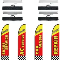 Vevor Auto Repair reklamefjærflagg med stangsett, reklameflagg for bedrifter utendørs, inkluderer 4 bannerflagg, 4 stenger, 4 bakkestaker, Swooper-flagg for bedrifter 16,3 fot