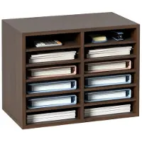 Vevor litteraturarrangører, kontorpostkasse med 12 rom og justerbare hyller, litteratursorterer i tre, 20,4 x 12 x 16,1 tommer for kontor, hjem, klasserom, postromsorganisering, EPA-sertifisert brun