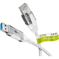 Goobay 74382, USB 3.0 type A, RJ45, 7,5 m, hvit