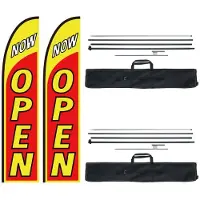 Vevor Åpne flagg med stangsett, reklameflagg for bedrifter utendørs, reklamefjærflaggsett, inkluderer 2 bannerflagg, 2 stenger, 2 bakkestaker, åpne skiltflagg for bedrifter 16,3 fot