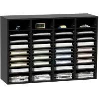 Vevor litteraturorganisator i tre, 36 rom, arkivsortering med avtakbare hyller, postkassespor for kontor, hjemmeklasserom, postromsorganisering, EPA-sertifisert, svart