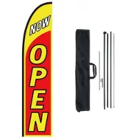 Vevor Åpent Flagg med Stangsett, Reklameflagg for Utendørs Forretninger, Reklamefjærflaggsett, Inkluderer 1 Bannerflagg, 1 Stang, 1 Jordspyd, Åpne Skilt Swooper Flagg for Bedrifter 16,3 Ft