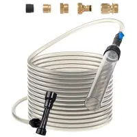 Vevor Akvariumstøvsuger for grus, 25 fot PVC-slange for fisketankstøvsuger for grus, sifonstøvsuger for fisketank, 3 typer messingadaptere, for rengjøring av fisketank, grus og sand