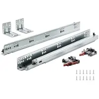 Vevor 6 par 457,2 mm skuffeskinner til bunnmontering, kraftig stålskinne med kulelager, myklukkende, lydløse føringsglidere, skapskinne med låsemekanisme, 100 lbs
