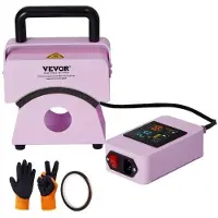Vevor hattepresse, mini hattevarmepresse for luer med integrert kontrollpanel, hattevarmepresse med 5,9 x 3,15 tommers buet varmeplate, sikkerhetsbase og hanske, automatisk avstengning, lilla