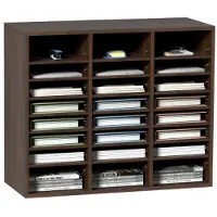 Vevor Literature Organizers, 24 rom kontorpostkasse med justerbare hyller, trelitteratursorterer 29x12x24,4 tommer for kontor, hjem, klasserom, postromsorganisasjon, EPA-sertifisert, brun