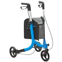 Vevor 3-hjuls rullator for eldre, lett sammenleggbar rullestol i aluminium med justerbart håndtak, utendørs trio-mobilitetsrullator med store hjul og romslig oppbevaringspose, kapasitet på 110 kg
