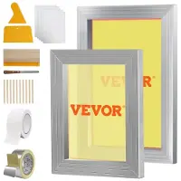 Vevor silketrykksett, 2 stk. aluminiums silketrykkrammer 8x10/10x14in 110-nett, 2 bånd og silketrykknaler og transparentfilm for t-skjorter DIY-trykking
