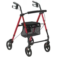 Vevor rullator for eldre og voksne, lett sammenleggbar rullestol i aluminium med justerbart sete og håndtak, rullator for utendørs bruk med 8" terrenghjul, 140 kg kapasitet