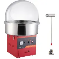 Vevor elektrisk sukkerspinnsmaskin, 1000W sukkerspinnsmaskin, kommersiell sukkerspinnsmaskin med lokk, skål i rustfritt stål, sukkerskje, skuff, perfekt for barnebursdager hjemme, familiefest, rød