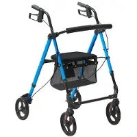 Vevor rullator for eldre og voksne, lett sammenleggbar rullestol i aluminium med justerbart sete og håndtak, rullator for utendørs bruk med 8" terrenghjul, 140 kg kapasitet