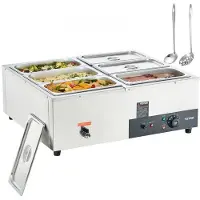 Vevor Kommersiell elektrisk matvarmer Benkeplate Buffet 6*8 Qt Pan Bain Marie