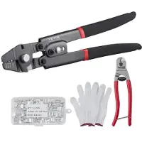 Vevor krympetang, opptil 2,2 mm ståltaukrympetang, krympehylsesett med kabelkutter og 160 stk. aluminiumspenner, teflonbelegg, rustfri krympetang for fiske