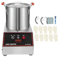 Vevor foodprosessor og grønnsakshakker, 16 liter, 1400 W matkvalitets foodprosessorhakker i rustfritt stål med 2 ekstra S-kurveblader, multifunksjonell for hakking av grønnsaker, kjøtt, korn og nøtter