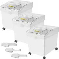 Vevor ingrediensbeholder, 33,3 l kapasitet for ingrediensoppbevaring, melbeholdere i PP-materiale på hjul, hvit hylle for ingrediensbeholdere med skje og skyvelokk, kommersielle oppbevaringsbeholdere,