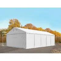 TOOLPORT 6x10 m lagertelt, PVC-presenning, hvit, med bunnramme, uten statikk