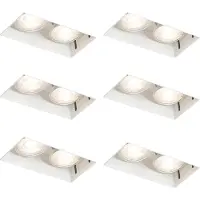 QAZQA Sett med 6 hvite nedfellbare spotter GU10 50 mm 2-lys uten ramme - Oneon