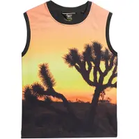 Superdry for woman. W6011959A Tank top with orange sub print, black (S), Casual, Cotton, Sleeveless / Straps