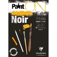 Clairefontaine Paint-On Blok A4 250gram 20 ark sort papir, multi teknik, toplimet