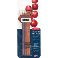 Derwent Blender & Burnisher sæt - 2 blender penne, 2 burnisher penne, viskelæder + spidser