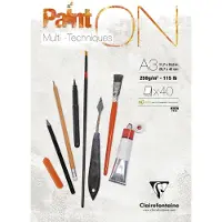 Clairefontaine Paint-On Blok A3 250gram 40 ark hvidt papir, multi teknik, toplimet