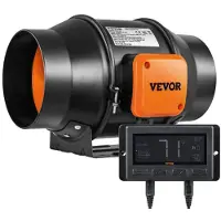 Vevor Inline-kanalvifte, 6-tommers 402 CFM med temperatur- og fuktighetskontroller, stillegående EC-motorventilasjonsavtrekksvifte for kjøleforsterker, dyrketelt, hydroponikk