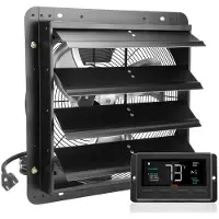 Vevor avtrekksvifte med lukkemekanisme, 406 mm med temperatur- og fuktighetskontroller, EC-motor, 1747 CFM, justerbar veggmontert loftsvifte med variabel hastighet, ventilasjon og kjøling for drivhus,