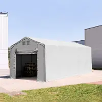 TOOLPORT 4x12 m telthall, PVC-presenning, grå, med statikk (jordunderlag)