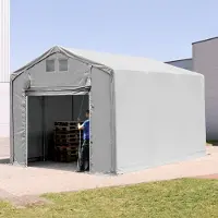 TOOLPORT 4x6 m telthall, PVC-presenning, grå, med statikk (betongunderlag)