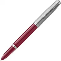 Parker 51 Fountain Pen | Burgundy Barrel with Chrome Trim | Fine Nib with Black Ink Cartridge | Gift Box