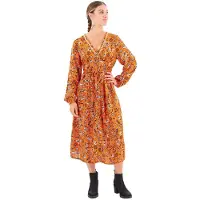 Superdry Printed V Tea Lang Ermet Midi-kjole