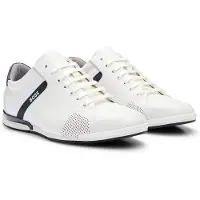 BOSS for man. 50498282 Saturn leather shoes white (42), Flat, Laces, Casual