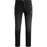 HUGO for man. 50524229 Extra slim fit jeans in deep black stretch denim (34/32), Casual, Organic Cotton, Sustainable