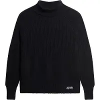 Superdry for woman. W6110502A Essential navy ribbed knitted jumper (M), Casual, Acrylic, Long sleeve