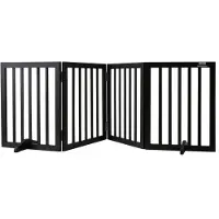 Vevor frittstående hundegrind, 61 cm H x 213 cm B frittstående hundegrind, 4 paneler sammenleggbar hundegrind for brede og smale passasjer, utvidbar hundebarriere med stille fotstøtte for innendørs br