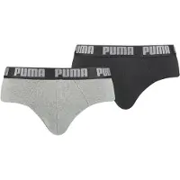 Puma Briefs (2-Pack) Men, Clothing, Middle Grey Melange/Black, 5