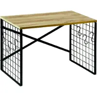 Kesper kjøkkenhylle i metall med kroker og eikeinnredning, 52 x 32,5 cm