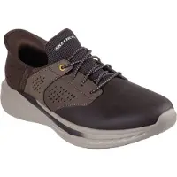 SKECHERS for man. 210890 Slade Macklin Leather Slippers brown (41), Flat, Laces, Casual