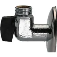 Villeroy & Boch Gustavsberg Securex kuglehane vinkelløbende med kontraventil, inkl. roset 65 mm. ½ forkromet med greb. Længde = 75mm.