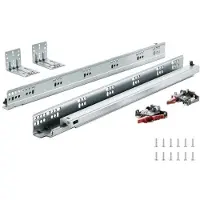 Vevor 6 par 533,4 mm skuffeskinner til bunnmontering, kraftig stålskinne med kulelager, myklukkende, lydløse føringsglidere, skapskinne med låsemekanisme, 100 lbs