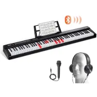 Vevor 88 tangenters digitalt piano-keyboard, halvvektede tangenter, elektrisk bærbart piano-sett i full størrelse med 1000 toner innebygde høyttalere, sustainpedal, hodetelefoner, Bluetooth MIDI USB f